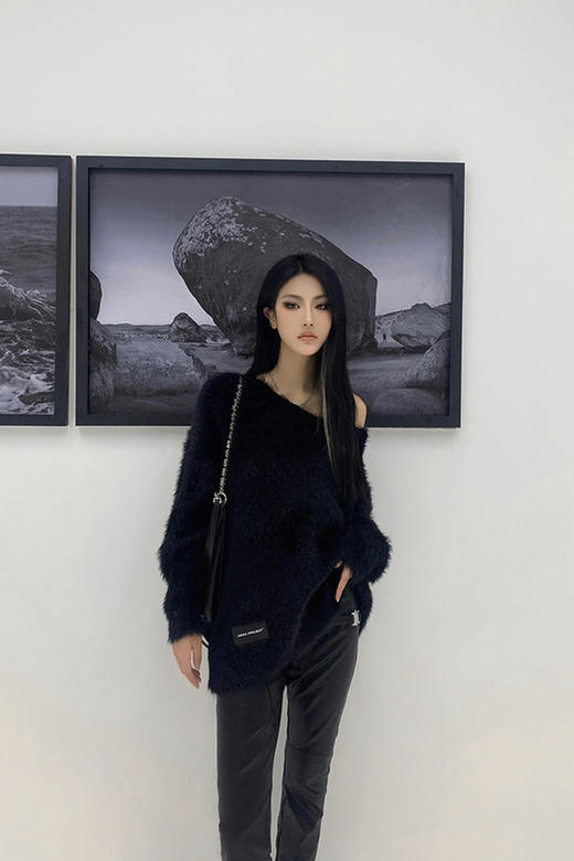 NEWA PROJECT 原创设计秋冬仿貂宽松慵懒风毛上衣打底外套毛衣女 商品图5