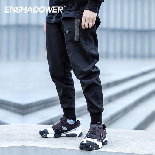 ENSHADOWER隐蔽者加绒曲线拼接束脚裤运动长裤加厚抓绒软壳卫裤 商品图0