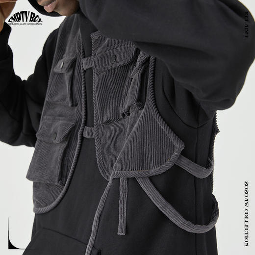 RELABRL  20AW 潮牌灯芯绒多口袋马甲拼接宽松卫衣 商品图1