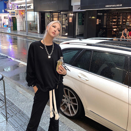 NEWA PROJECT 221秋冬新款韩版圆领不规则休闲上衣长袖宽松卫衣女 商品图1