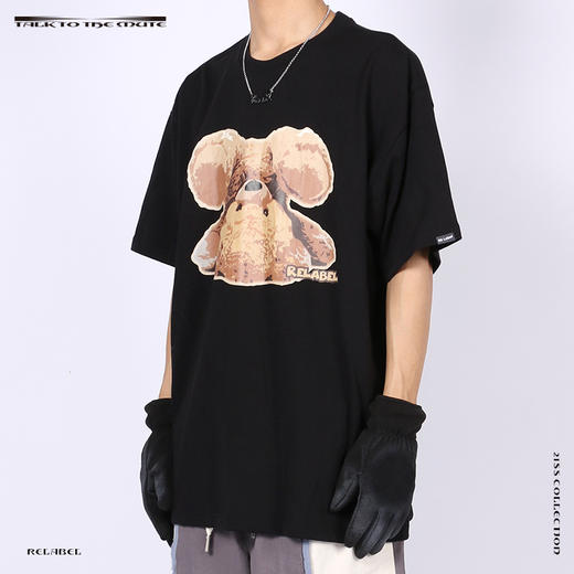 RELABEL 21SS主题趣味可爱毛绒泰迪熊印花双色高克重宽松TEE恤 商品图0