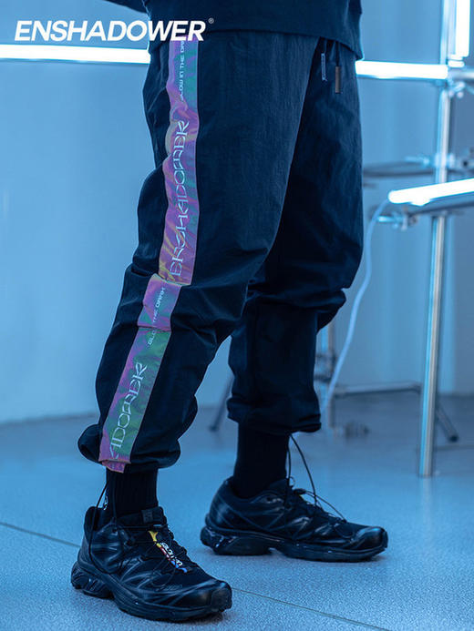 ENSHADOWER隐蔽者新款镭射反光条束脚裤男潮牌抽绳长裤宽松休闲裤 商品图0