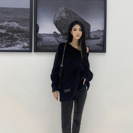 NEWA PROJECT 原创设计秋冬仿貂宽松慵懒风毛上衣打底外套毛衣女 商品图0