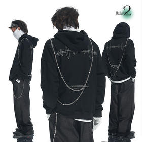 RELABEL 21AW概念主题高压短波印花宽松连帽卫衣