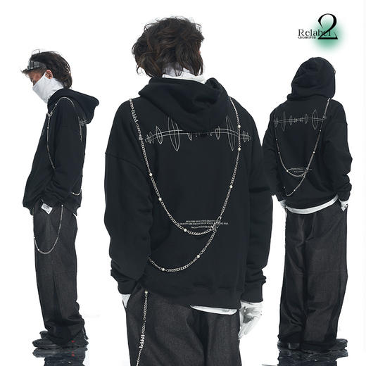 RELABEL 21AW概念主题高压短波印花宽松连帽卫衣 商品图0