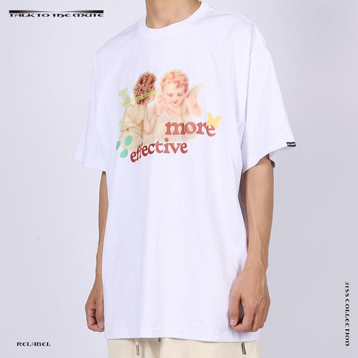 RELABEL 21SS 卡通趣味天使交流文字排版高克重圆领宽松TEE恤 商品图1