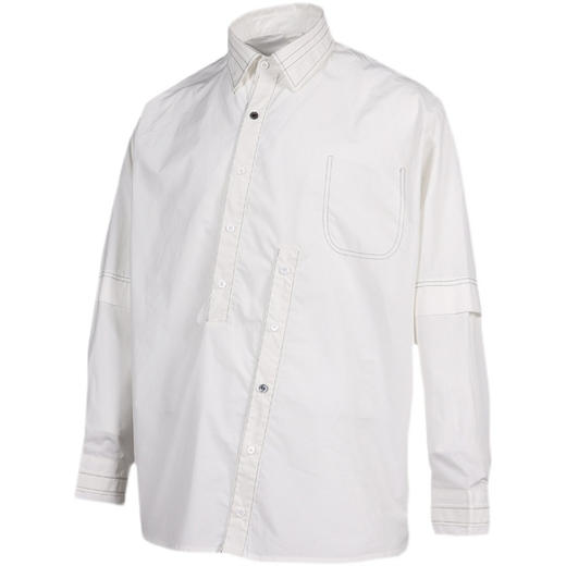 RELABEL 21SS 白色三门襟平行相错假两件错位明线多穿法衬衣 商品图4