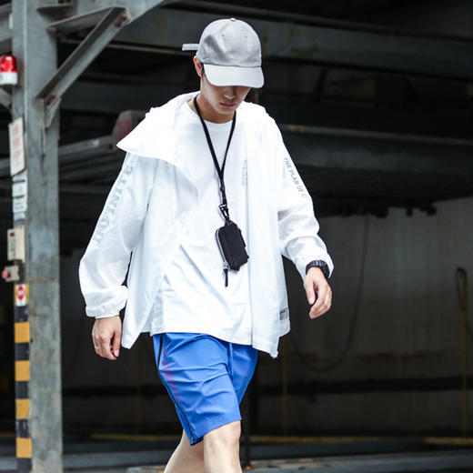 ENSHADOWER隐蔽者薄款潮牌冲锋衣男斜拉链黑白印花皮肤衣机能外套 商品图1