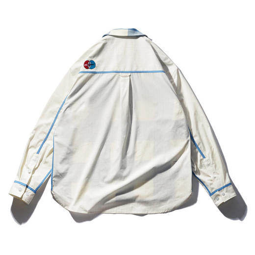 EAFINETAL.21AW新款法兰绒格纹拼接刺绣设计宽松长袖上衣外套衬衫 商品图4