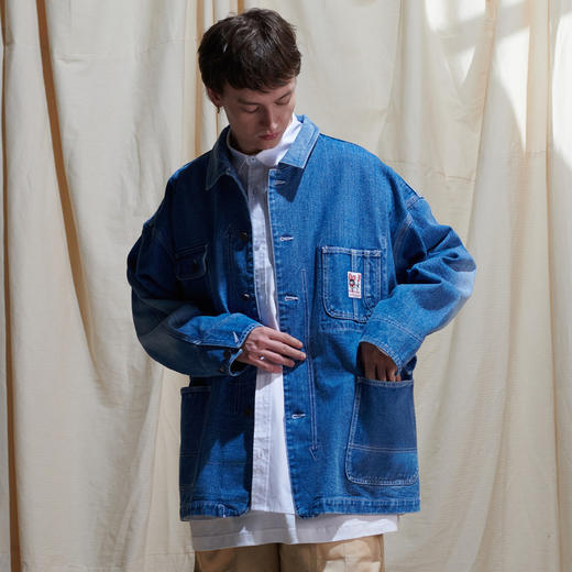 EAFINETAL.21SS新款刺绣贴标设计水洗工装休闲宽松牛仔夹克外套 商品图0