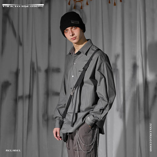 RELABEL 21SS 袖口刺绣定制铭牌暗条纹衬衣 商品图0