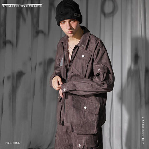 RELABEL 21SS 蜡染做旧工艺多口袋战术工装帆布重工夹克外套 商品图3