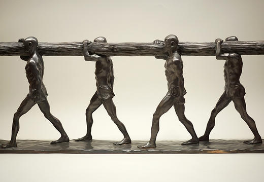 薛继业 雕塑 大禹治水之四人圆木 青铜 限量 商品图4