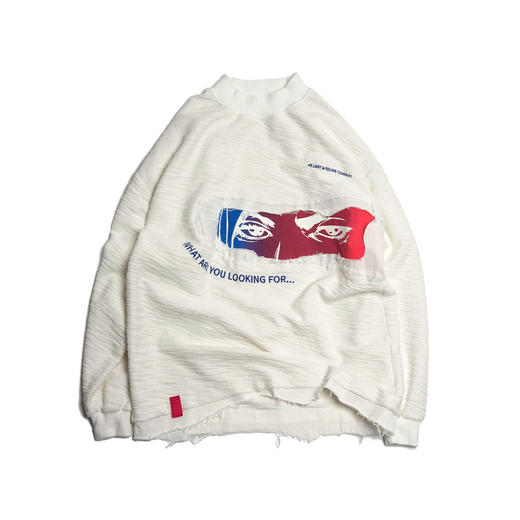 EAFINETAL.20AW“黑夜里的眼睛”主题印花破坏效果拼接套头卫衣 商品图4