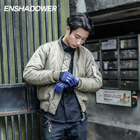 ENSHADOWER隐蔽者杜邦羊羔绒飞行员夹克休闲短款棉衣男
