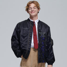 EAFINETAL.20AW杜邦三防面料破坏蕾丝拼接印花休闲宽松棉衣外套男