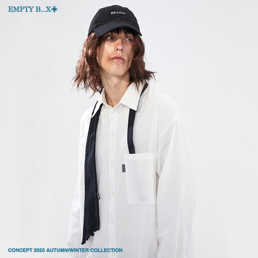 RELABEL 2020AW白色手工毛边潮牌衬衣男青春休闲宽松创意长袖衬衫 商品图4