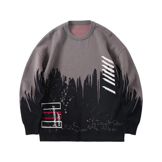 ENSHADOWER隐蔽者新款泼墨纹理毛衣男潮牌宽松圆领线衣字母针织衫 商品图4