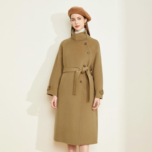 LH9M3斯尔丽2021瑟俪秋冬新款舒适百搭通勤复古侧边单排扣双面呢长大衣 商品图0