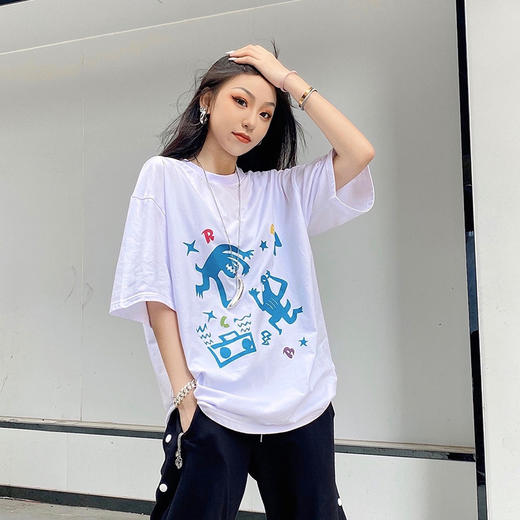 RELABEL 20SS小怪兽印花潮牌短袖男卡通动漫宽松圆领美式上衣T恤 商品图1