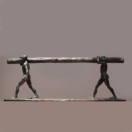 薛继业 雕塑 大禹治水之四人圆木 青铜 限量 商品图1