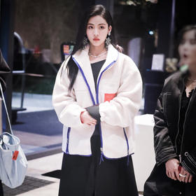 RELABEL 20AW 孙芮同款重磅柔顺羊羔绒橙蓝撞色硅胶标拉链外套