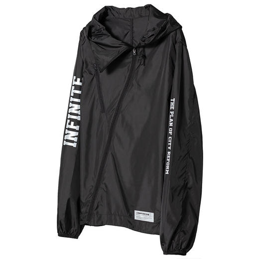 ENSHADOWER隐蔽者薄款潮牌冲锋衣男斜拉链黑白印花皮肤衣机能外套 商品图4