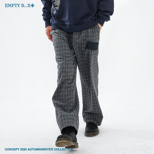 RELABEL 2020AW 双色羊毛拉链格子长裤高档面料休闲西裤男秋长裤 商品图0