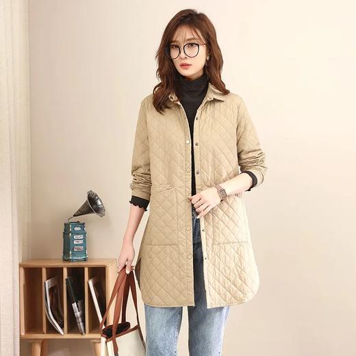 XLSZ2388 休闲夹棉加厚衬衫女2021新款秋冬装保暖中长款丝棉宽松大码薄棉衣 商品图7