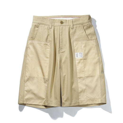 EAFINETAL.21SS新款绣标设计卡其色拼接宽松工装裤五分裤休闲短裤 商品图4