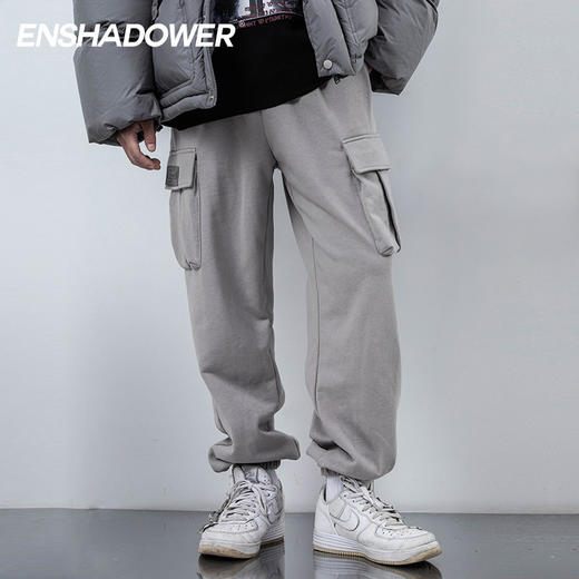 ENSHADOWER隐蔽者多口袋加绒卫裤男冬加厚针织束脚裤 商品图0