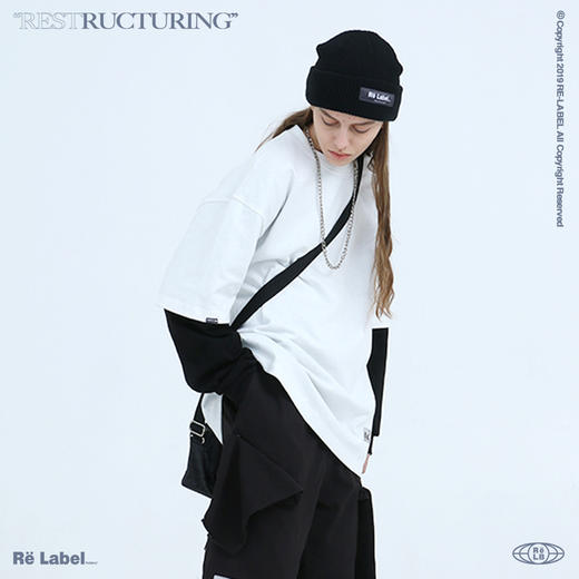 RELABEL 20SS 夏季宽松休闲外穿纯色五分短袖男潮牌情侣T恤上衣 商品图2