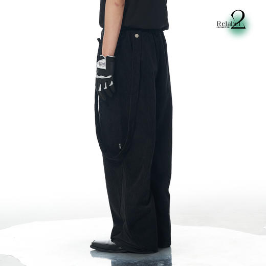 RELABEL 21AW 脚口异面料不规则拼接多系法背带宽松灯芯绒长裤 商品图3