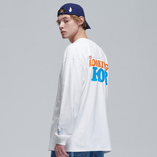 EAFINETAL.20AWLOGO印花刺绣设计圆领长袖上衣休闲宽松纯棉t恤Tee 商品图3