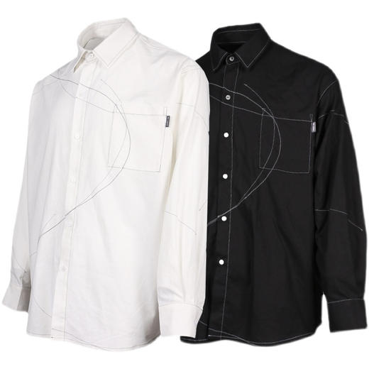 RELABEL 21SS重工明线走线弧形立体交错宽松棉麻亲肤透气长袖衬衣 商品图4