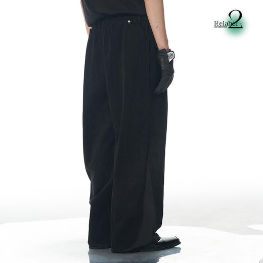 RELABEL 21AW 脚口异面料不规则拼接多系法背带宽松灯芯绒长裤 商品图2