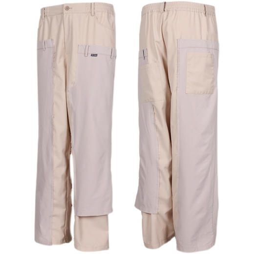 RELABEL 21AW 浅卡其色梭织拼接假两件双腰不对称休闲宽松西裤 商品图4