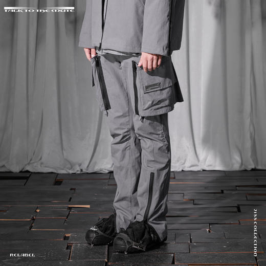 RELABEL 21SS异形多拉链可拆卸大口袋直筒工装裤 商品图0