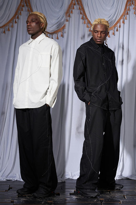 RELABEL 21SS重工明线走线弧形立体交错宽松棉麻亲肤透气长袖衬衣 商品图5