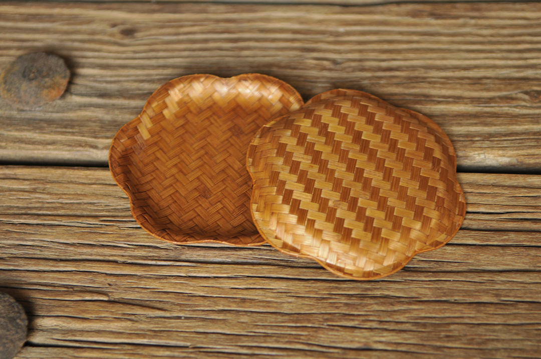 大漆竹席莲花杯垫