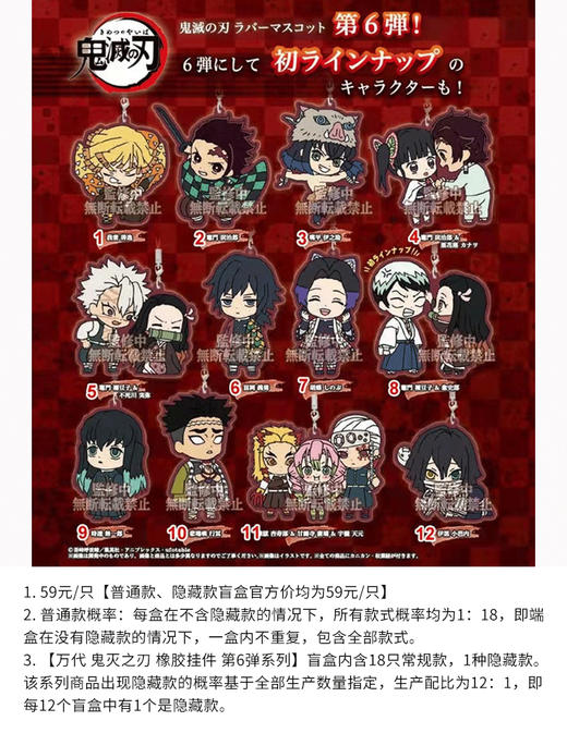 万代 鬼灭之刃 橡胶挂件 第6弹 18只/盒 盲盒 商品图0