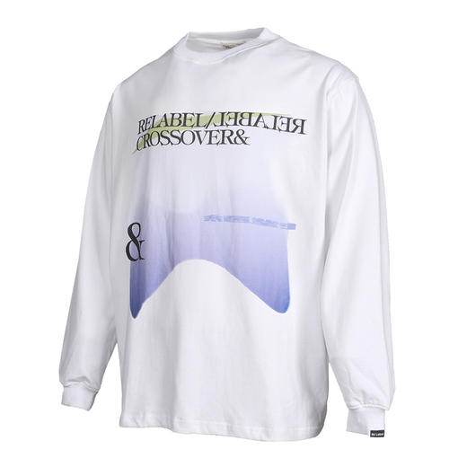 RELABEL 21AW字体概念几何图形不规则渐变撞色印花宽松长袖T恤 商品图4