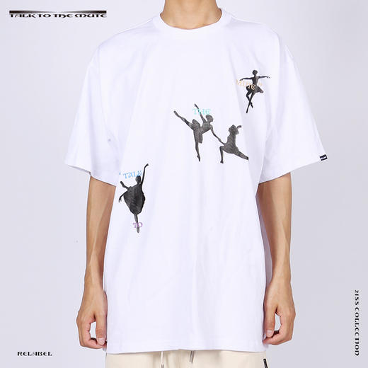 RELABEL 21SS主题字体芭蕾舞者剪影印花双色高克重圆领宽松TEE恤 商品图3