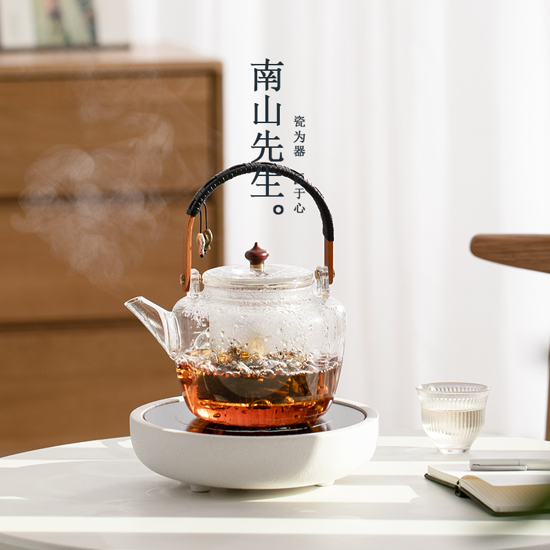 南山先生清露煮茶器电陶炉蒸煮茶壶小型静音烧水壶玻璃日式泡茶壶