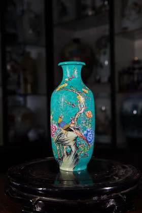 绿地扒花锦堂富贵卷口瓶