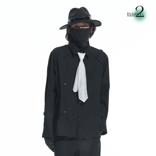 RELABEL 21AW 多层次立体裁片错位结构休闲宽松假两件双色衬衣 商品图3