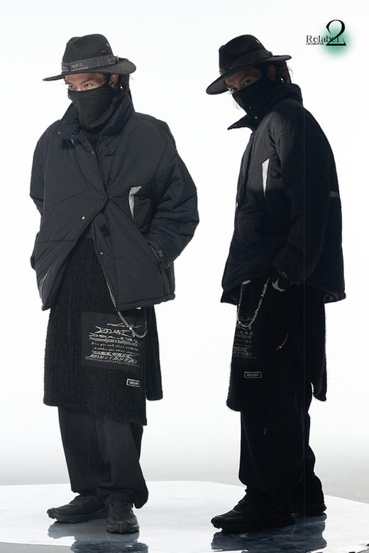 RELABEL 21AW 3M新雪丽认证黑纱pvc双层面料拼贴透明露棉棉服 商品图5