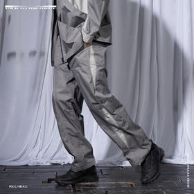 RELABEL 21SS灰色撞色拼接多结构分割明线宽松休闲长裤