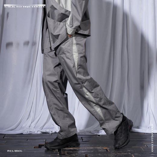 RELABEL 21SS灰色撞色拼接多结构分割明线宽松休闲长裤 商品图0