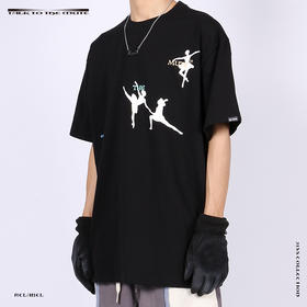 RELABEL 21SS主题字体芭蕾舞者剪影印花双色高克重圆领宽松TEE恤